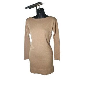 Banana Republic Woman's Gold Sweater Metal Tunic long Sleeves Knit Pull-Over  PM